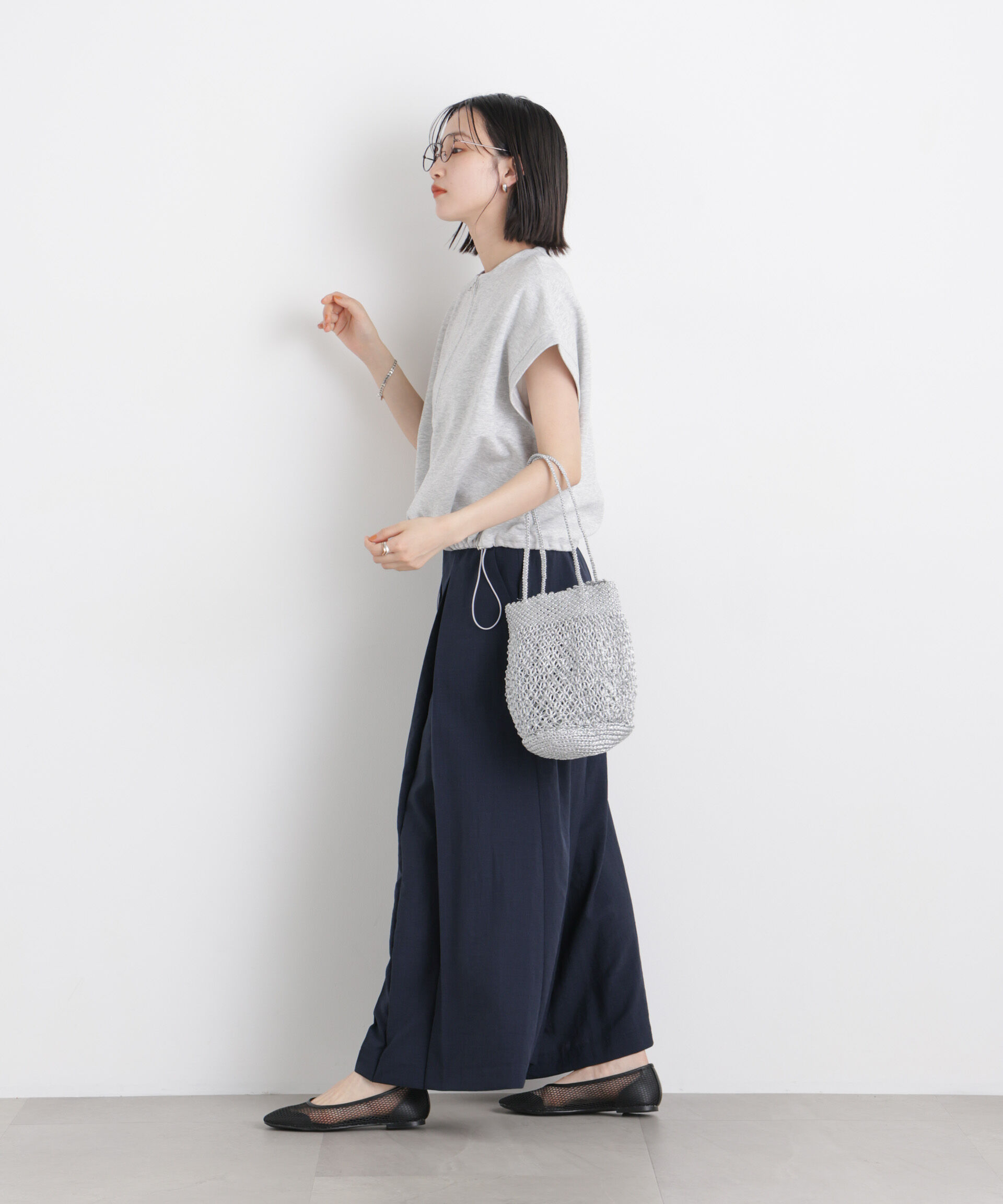 NANO universe「タンブラーブッチャーボックスプリーツワイドパンツ(セットアップ可)」|チノ|