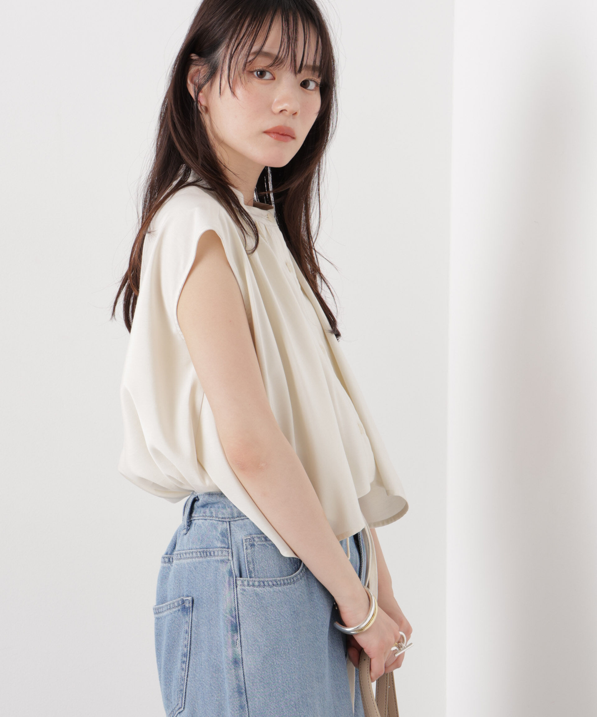 nano･universe「フレアヨークノースリーブブラウス」|シャツ・ブラウス|