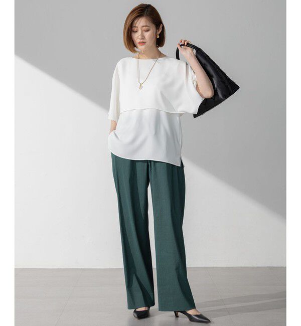 23区「【新色追加】ストレッチジョーゼット  ケープデザイン カットソー」|Tシャツ・カットソー|