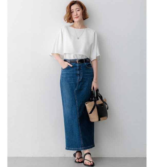 23区「【新色追加】ストレッチジョーゼット  ケープデザイン カットソー」|Tシャツ・カットソー|