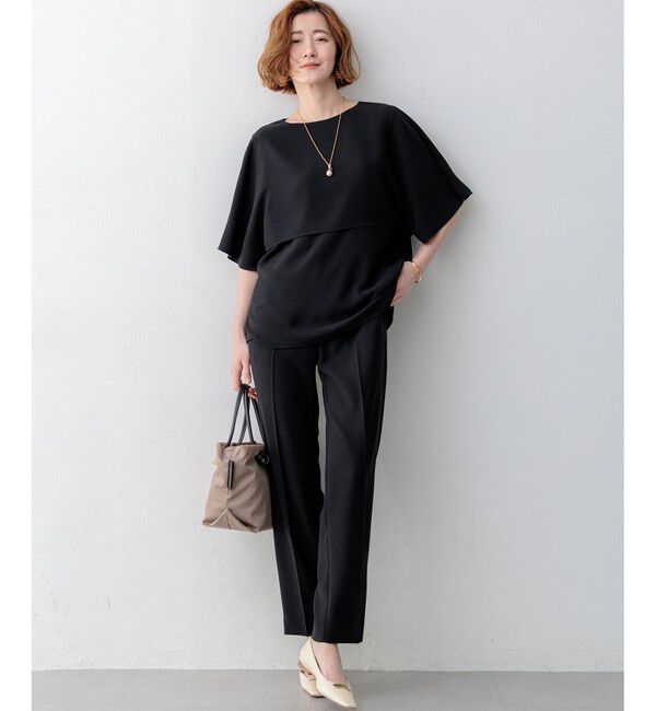 23区「【新色追加】ストレッチジョーゼット  ケープデザイン カットソー」|Tシャツ・カットソー|