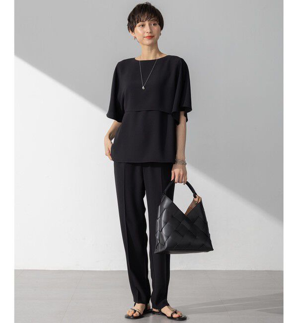 23区「【新色追加】ストレッチジョーゼット  ケープデザイン カットソー」|Tシャツ・カットソー|