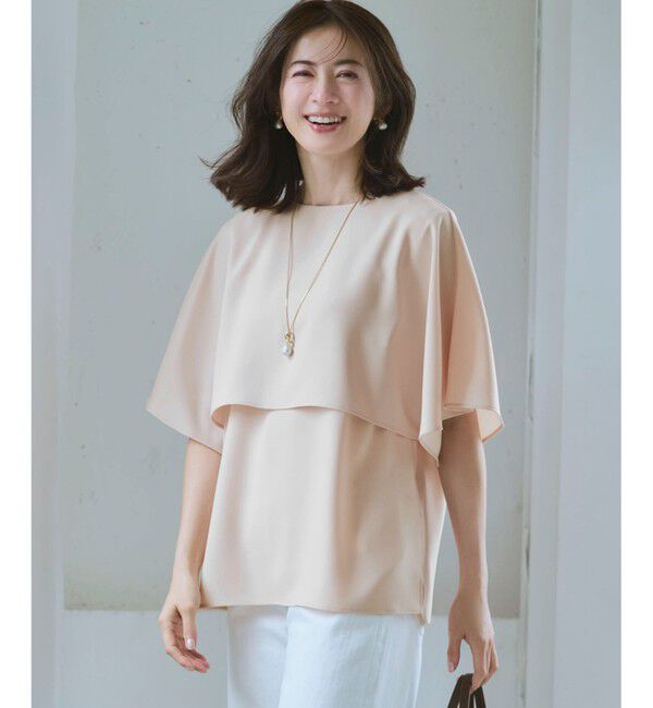 23区「【新色追加】ストレッチジョーゼット  ケープデザイン カットソー」|Tシャツ・カットソー|ピンク系