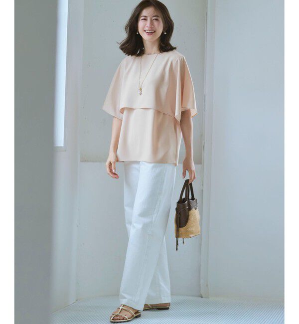 23区「【新色追加】ストレッチジョーゼット  ケープデザイン カットソー」|Tシャツ・カットソー|