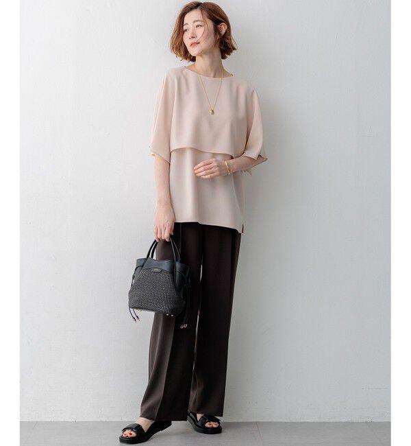 23区「【新色追加】ストレッチジョーゼット  ケープデザイン カットソー」|Tシャツ・カットソー|
