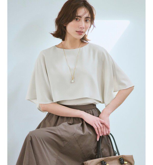 23区「【新色追加】ストレッチジョーゼット  ケープデザイン カットソー」|Tシャツ・カットソー|ベージュ系