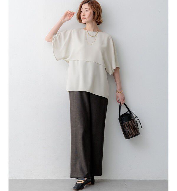 23区「【新色追加】ストレッチジョーゼット  ケープデザイン カットソー」|Tシャツ・カットソー|