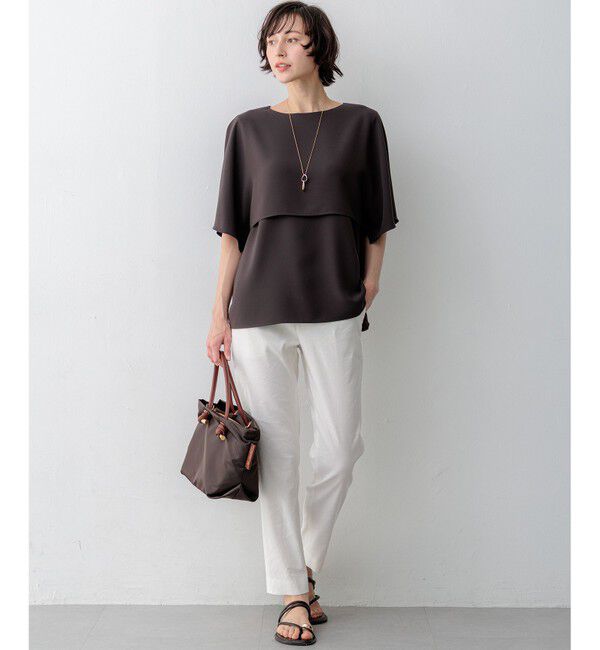 23区「【新色追加】ストレッチジョーゼット  ケープデザイン カットソー」|Tシャツ・カットソー|