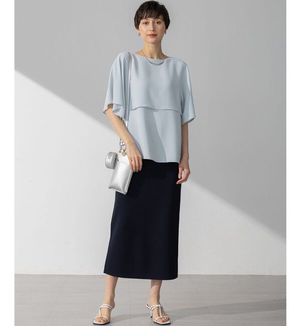 23区「【新色追加】ストレッチジョーゼット  ケープデザイン カットソー」|Tシャツ・カットソー|