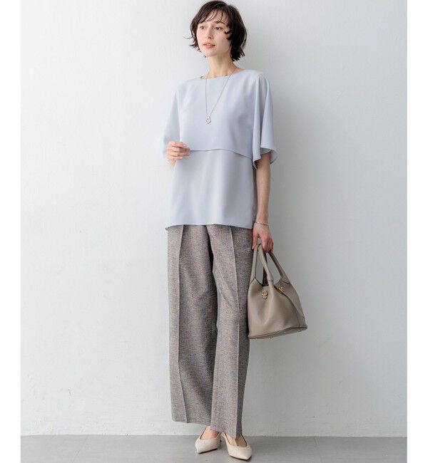 23区「【新色追加】ストレッチジョーゼット  ケープデザイン カットソー」|Tシャツ・カットソー|