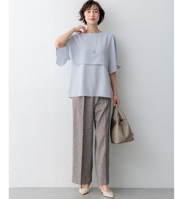 23区「【新色追加】ストレッチジョーゼット  ケープデザイン カットソー」|Tシャツ・カットソー|