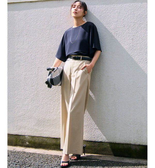 23区「【新色追加】ストレッチジョーゼット  ケープデザイン カットソー」|Tシャツ・カットソー|