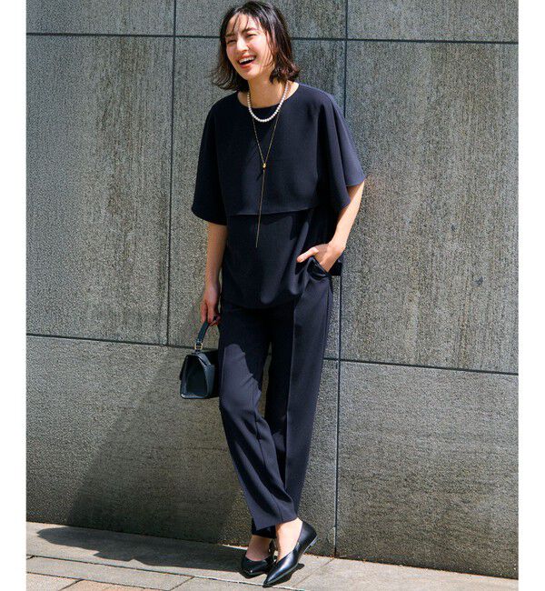 23区「【新色追加】ストレッチジョーゼット  ケープデザイン カットソー」|Tシャツ・カットソー|