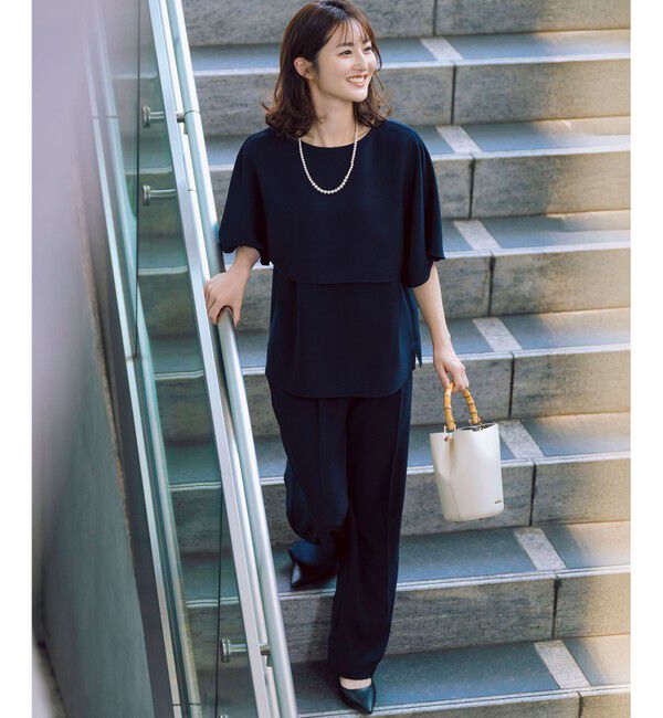 23区「【新色追加】ストレッチジョーゼット  ケープデザイン カットソー」|Tシャツ・カットソー|