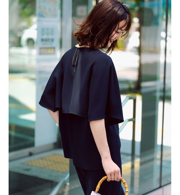 23区「【新色追加】ストレッチジョーゼット  ケープデザイン カットソー」|Tシャツ・カットソー|