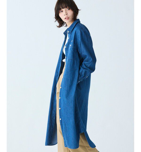 LACOSTE「ウエストベルト デニムシャツドレス ワンピース」|ワンピース|ブルー