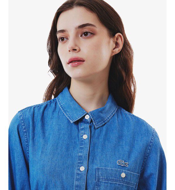 LACOSTE「ウエストベルト デニムシャツドレス ワンピース」|ワンピース|