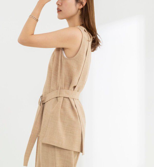 NOLLEY'S「《セットアップ対応》【BECシリーズ】ウォッシャブルリネンライクベルテッドノースリーブブラウス」|ベスト・ジレ|