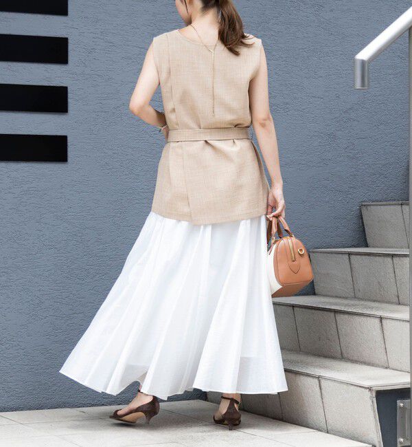 NOLLEY'S「《セットアップ対応》【BECシリーズ】ウォッシャブルリネンライクベルテッドノースリーブブラウス」|ベスト・ジレ|