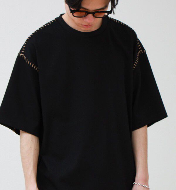 GLOSTER「【セットアップ対応】カルゼラダーステッチ クルーネックTシャツ」|Tシャツ・カットソー|ブラック