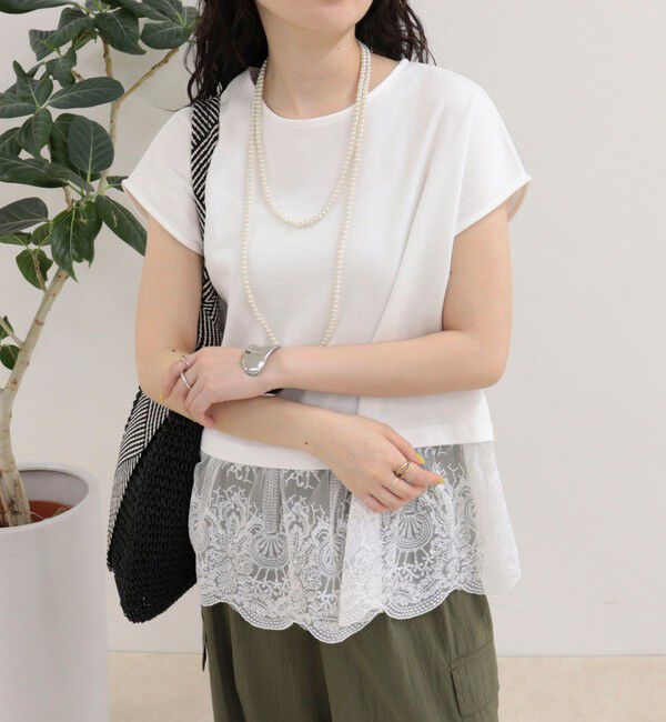 fredy emue「レースドッキングフレンチプルオーバーカットソー」|Tシャツ・カットソー|