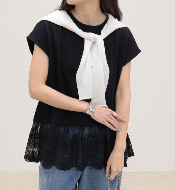 fredy emue「レースドッキングフレンチプルオーバーカットソー」|Tシャツ・カットソー|
