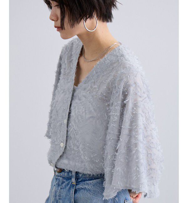 SALON adam et rope'「【WEB限定】フラワーカットジャガードブラウス」|シャツ・ブラウス|