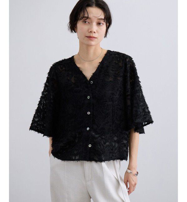 SALON adam et rope'「【WEB限定】フラワーカットジャガードブラウス」|シャツ・ブラウス|