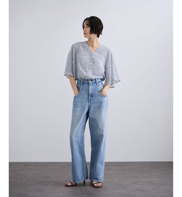 SALON adam et rope'「【WEB限定】フラワーカットジャガードブラウス」|シャツ・ブラウス|