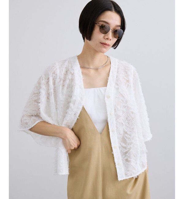 SALON adam et rope'「【WEB限定】フラワーカットジャガードブラウス」|シャツ・ブラウス|
