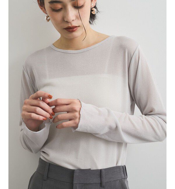 VIS「クルーネックインナートップス（レース・チェック・ラメ・シアー）」|Tシャツ・カットソー|シルバー(93)