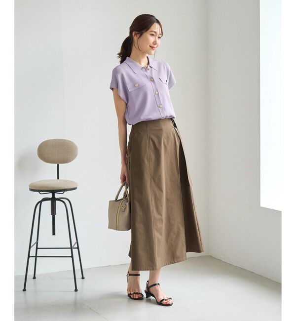 Rope&rsquo;Picnic「八方映えニット 金ボタンフレンチスリーブポロカラーカーディガン/UVカット・接触冷感・イージーケア」|カーディガン|