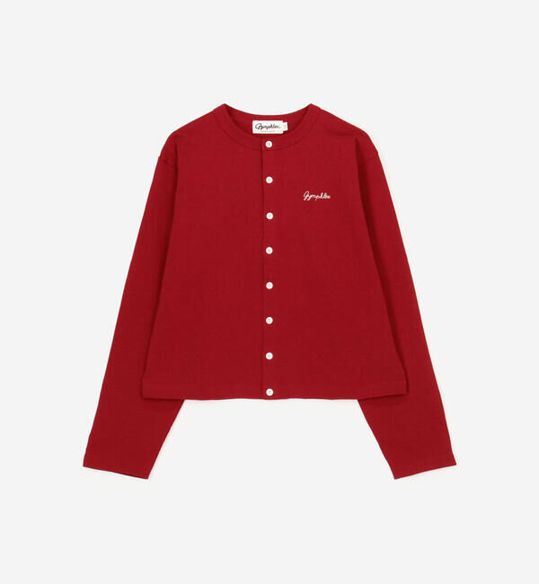 GYMPHLEX「Gymphlex | コットン天竺 クルーネックカーディガン WOMEN」|カーディガン|RED