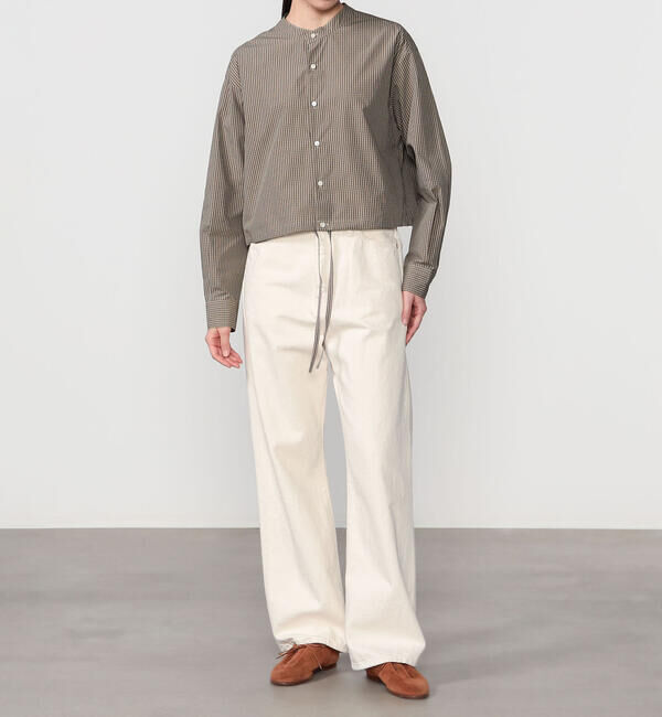  「nicholson & nicholson | バンドカラー ショート ブラウス CHECK WOMEN」|シャツ・ブラウス|