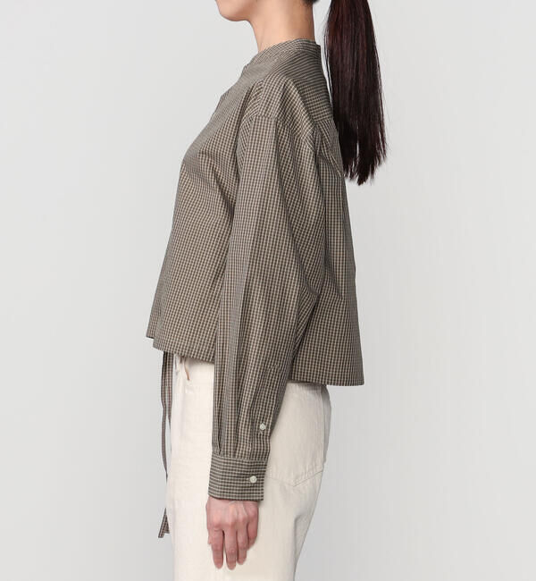  「nicholson & nicholson | バンドカラー ショート ブラウス CHECK WOMEN」|シャツ・ブラウス|