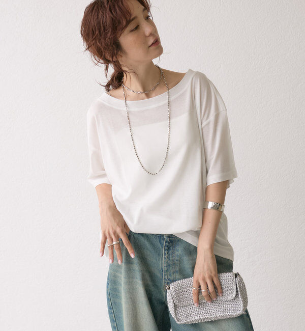  「【A・MONN】【吸水速乾/接触冷感】オープンネックTee」|Tシャツ・カットソー|