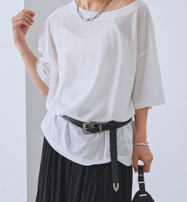  「【A・MONN】【吸水速乾/接触冷感】オープンネックTee」|Tシャツ・カットソー|
