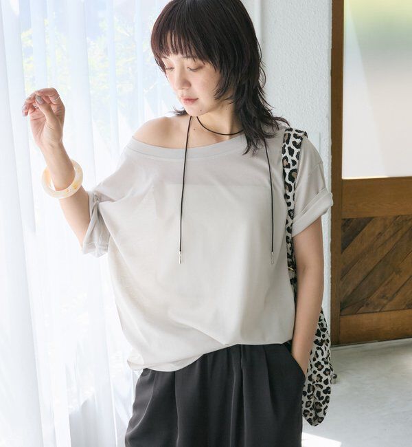  「【A・MONN】【吸水速乾/接触冷感】オープンネックTee」|Tシャツ・カットソー|