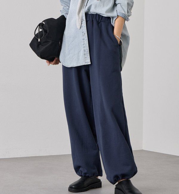  「【A・MONN】【ウエストゴム仕様】WIDE SWEAT PANTS」|その他|ネイビー