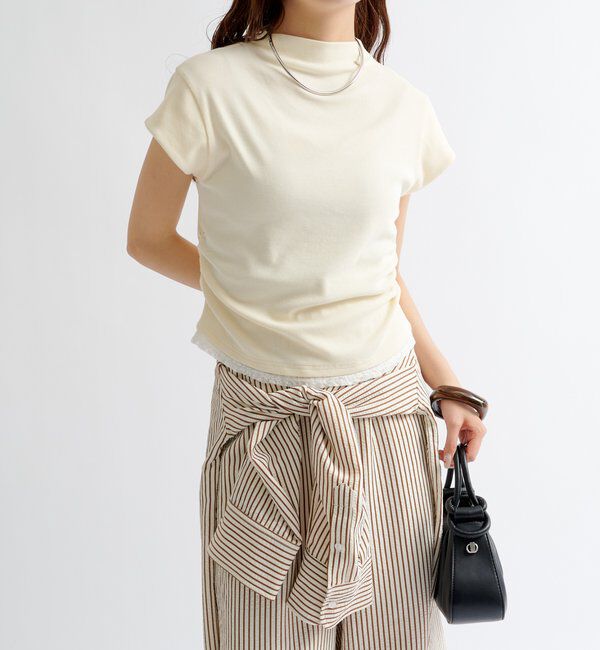  「プレート付きハイネックTシャツ」|Tシャツ・カットソー|