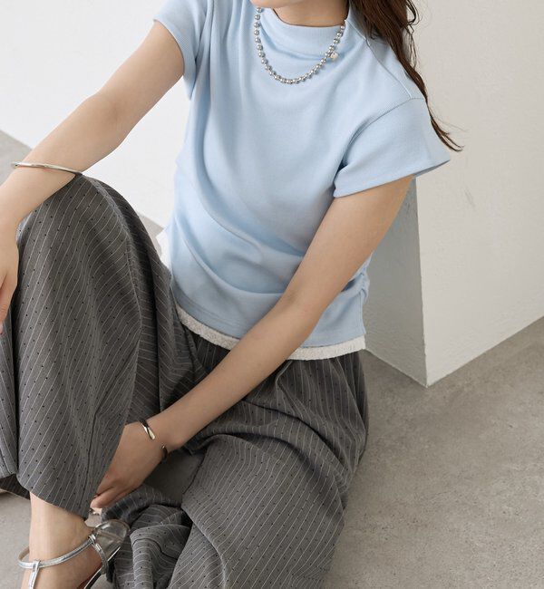  「プレート付きハイネックTシャツ」|Tシャツ・カットソー|