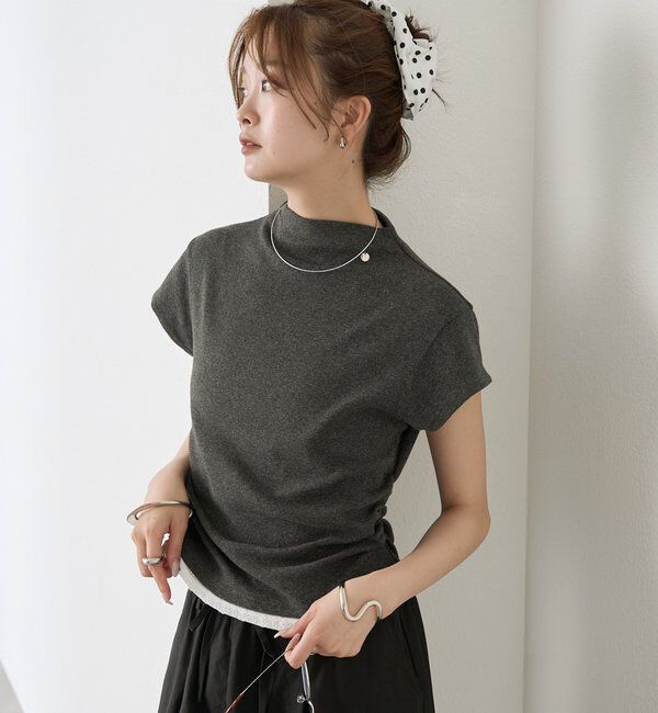  「プレート付きハイネックTシャツ」|Tシャツ・カットソー|