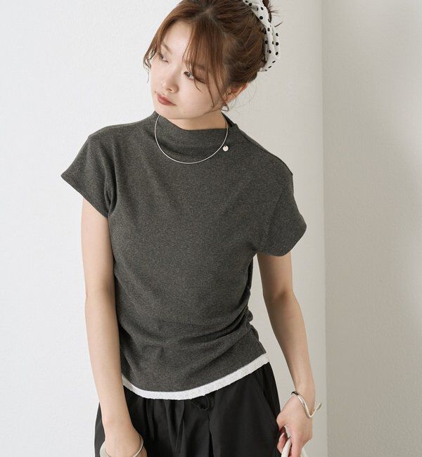  「プレート付きハイネックTシャツ」|Tシャツ・カットソー|