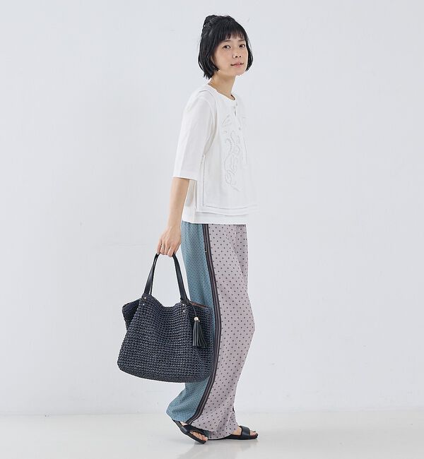 collex「【WEB限定】フリンジチャーム付きペーパートート」|かごバッグ|
