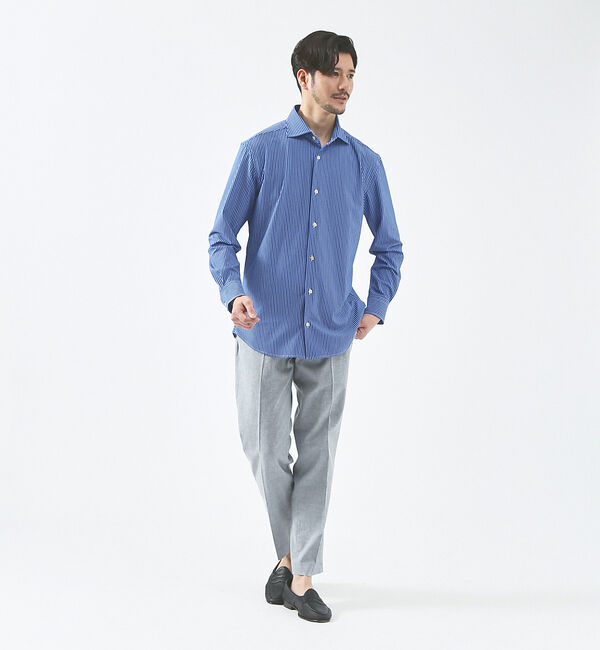 ABAHOUSE「【FLEX SHIRTS】接触冷感  ペンストライプシャツ」|シャツ・ブラウス|
