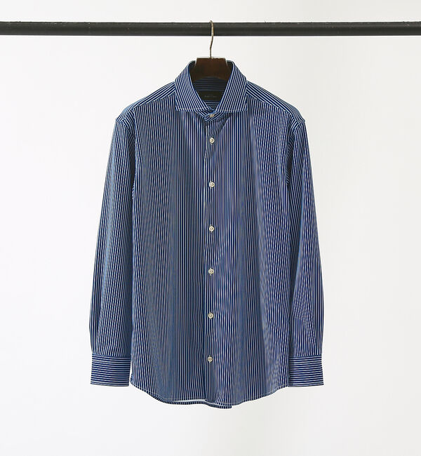 ABAHOUSE「【FLEX SHIRTS】接触冷感  ペンストライプシャツ」|シャツ・ブラウス|ネイビー
