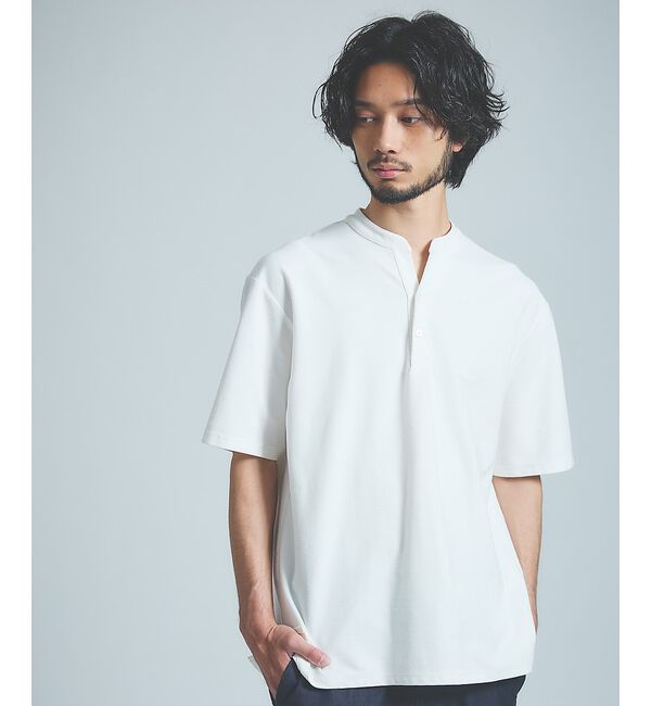 ABAHOUSE「【接触冷感】Vネック スキッパーTシャツ/ヘンリーネック/COVEROSS(R)」|Tシャツ・カットソー|ホワイト系その他1