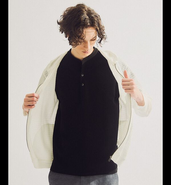 ABAHOUSE「【接触冷感】Vネック スキッパーTシャツ/ヘンリーネック/COVEROSS(R)」|Tシャツ・カットソー|