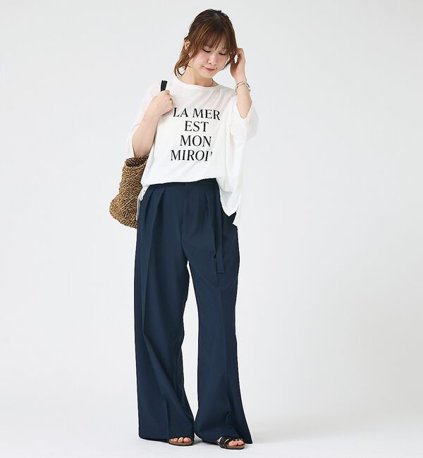 Rouge vif「【人気追加】【3サイズ展開】リネンタッチベルト付きハイウエストパンツ」|その他|