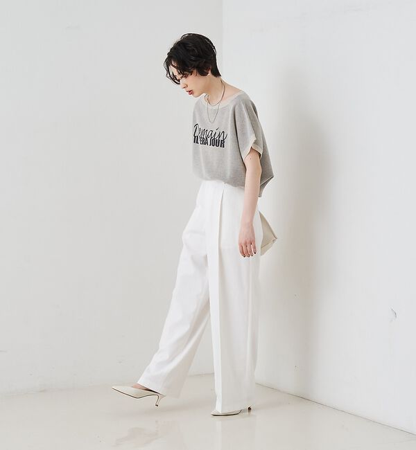 Rouge vif「麻混ワンタックワイドストレートパンツ」|その他|